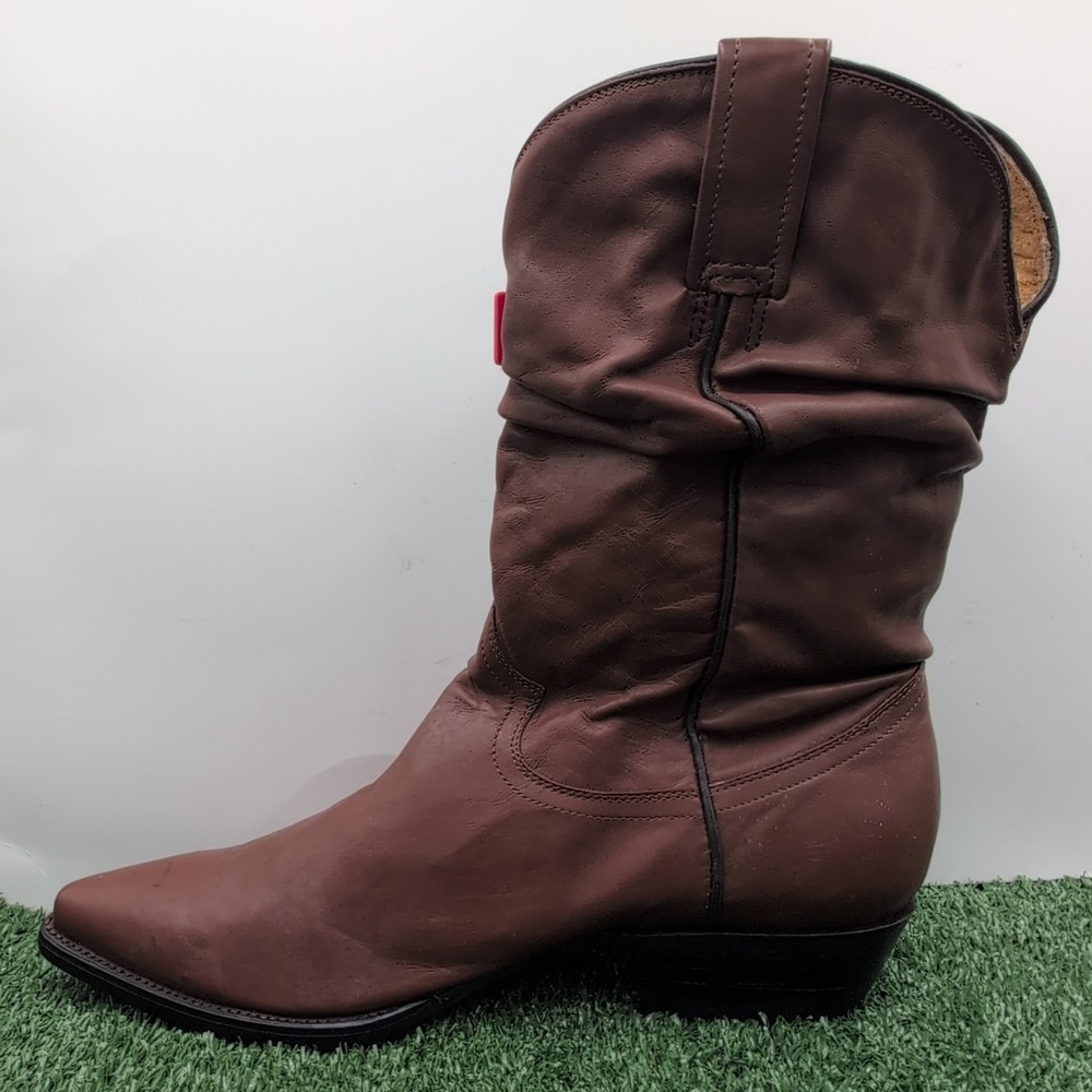 VTG Mezcalero Slouch Style Brown Boots Men's 9.5 - 27 1/2 EE Leather Mexican New - Picture 3 of 14